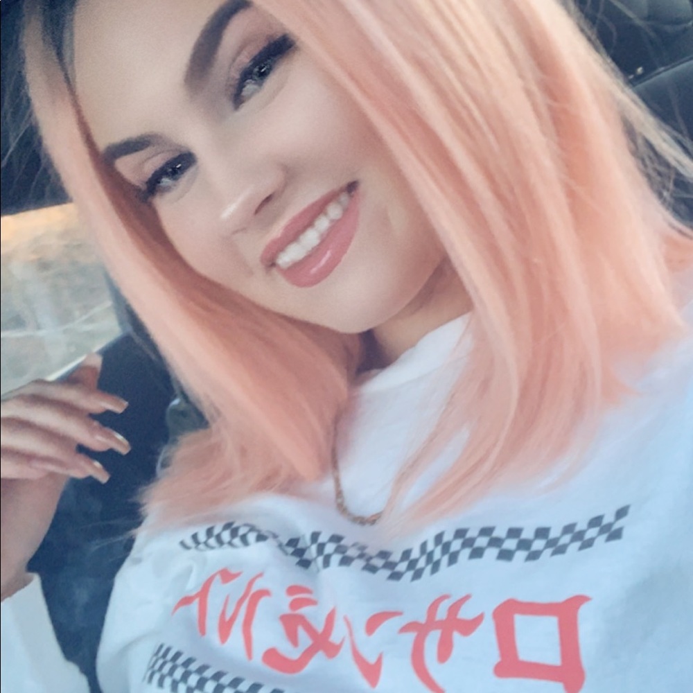 Pink rose gold wig.